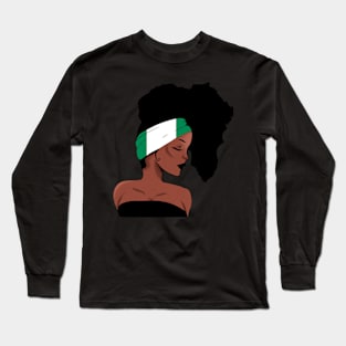 African Woman, Nigrian Colors, Africa Map Long Sleeve T-Shirt